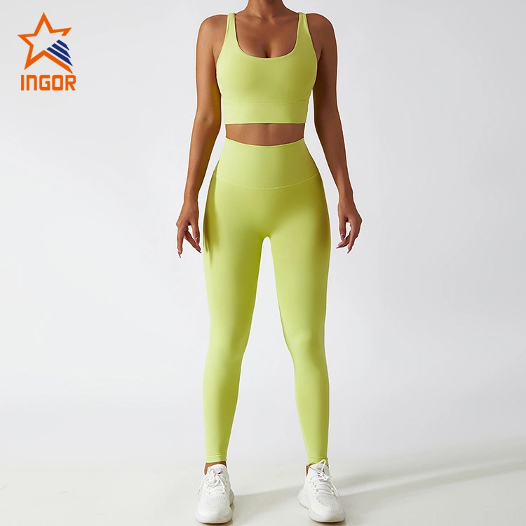 Ingor Sportswear Cross Straps Back Yoga Bra & High Waist Butt Lifting Leggings Sports Sets Yoga Running Fitness Gym Wear