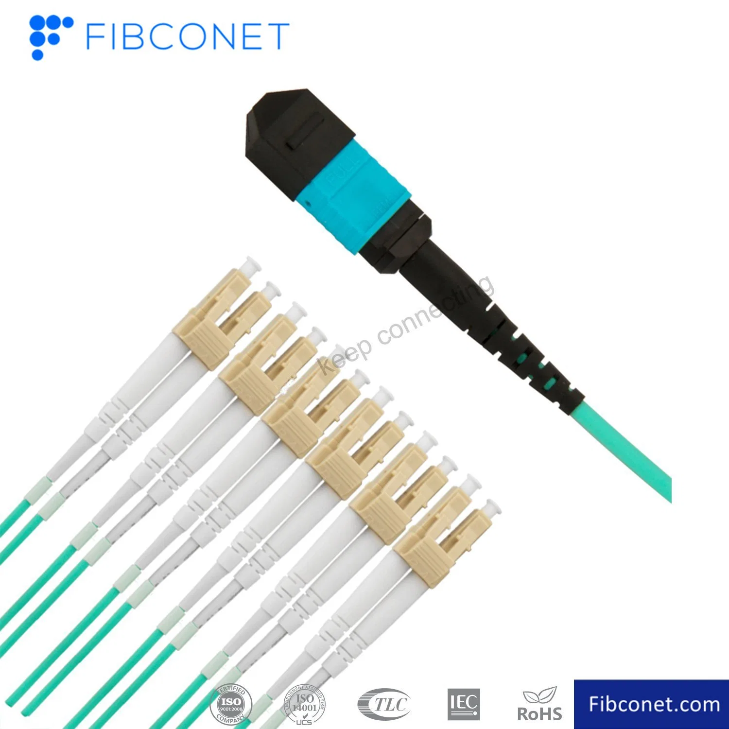 FTTH Blue 1X12 de núcleos MPO de fibra óptica LC Cable puente