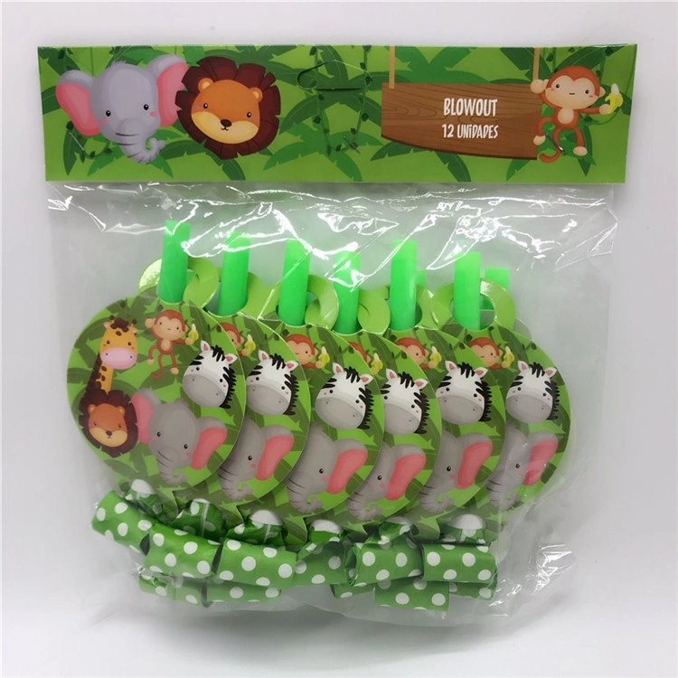 Jungle Animals Theme Party Funny Cute Paper Blowouts for Kids Birthday Kid&prime; S Toy Party Eco-Friendly Party Supplies