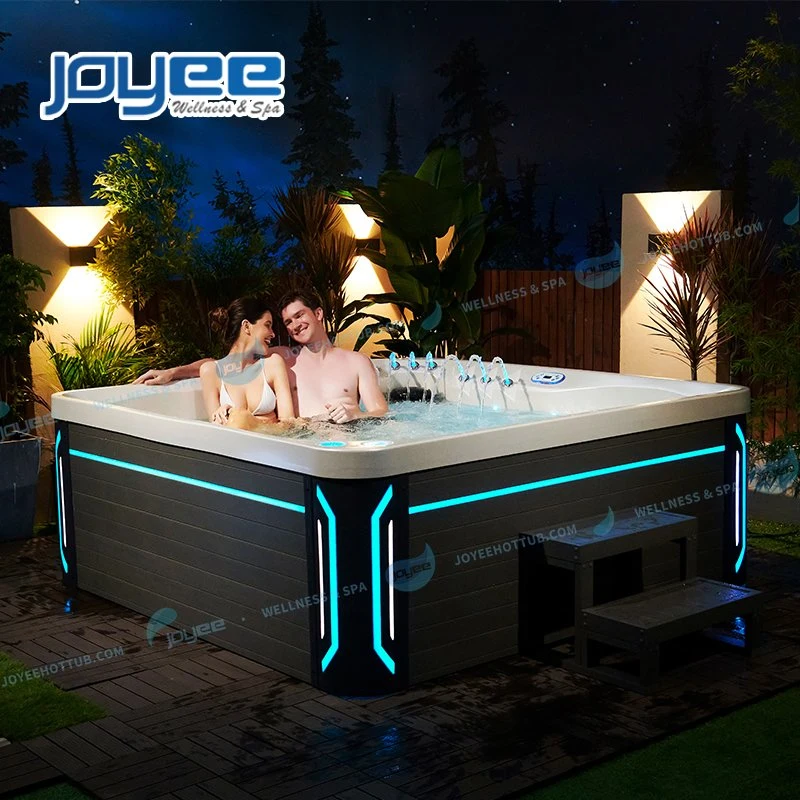 Joyee Nuevo diseño de fuente LED al aire libre Bañera de hidromasaje de masaje de hidroterapia independiente con buen precio de fábrica