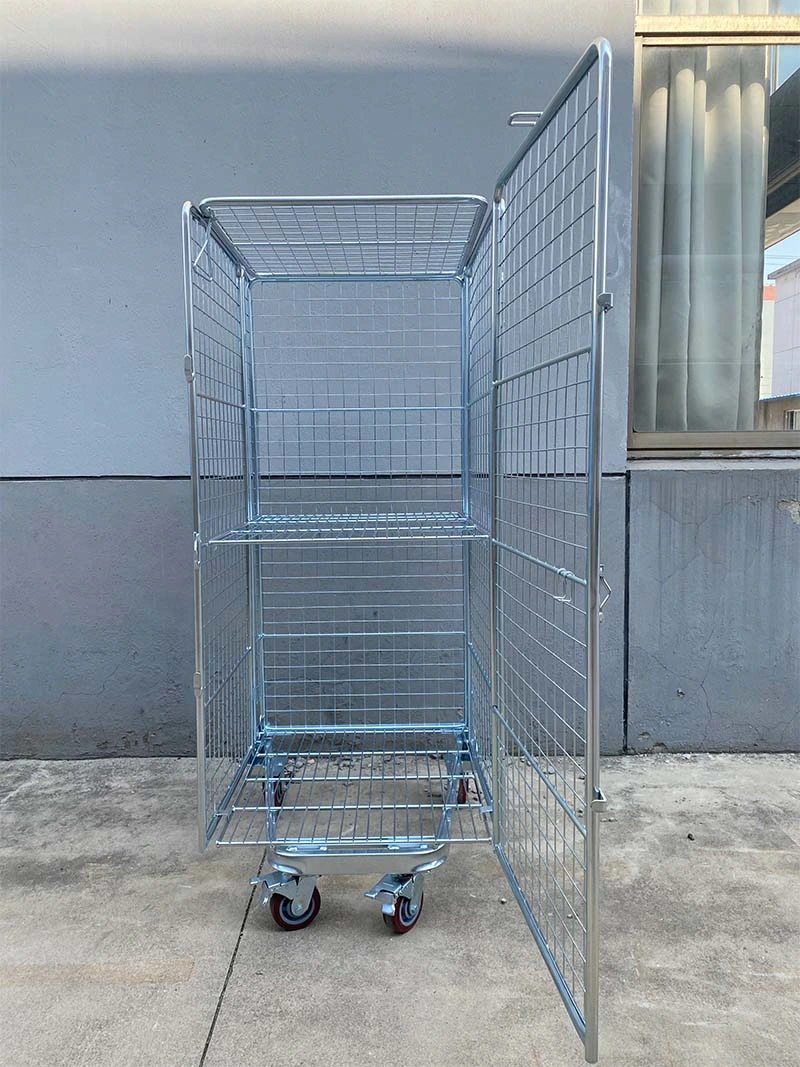 4 Doors Work Tainers Logistic Roll Cage Trolleys with Top