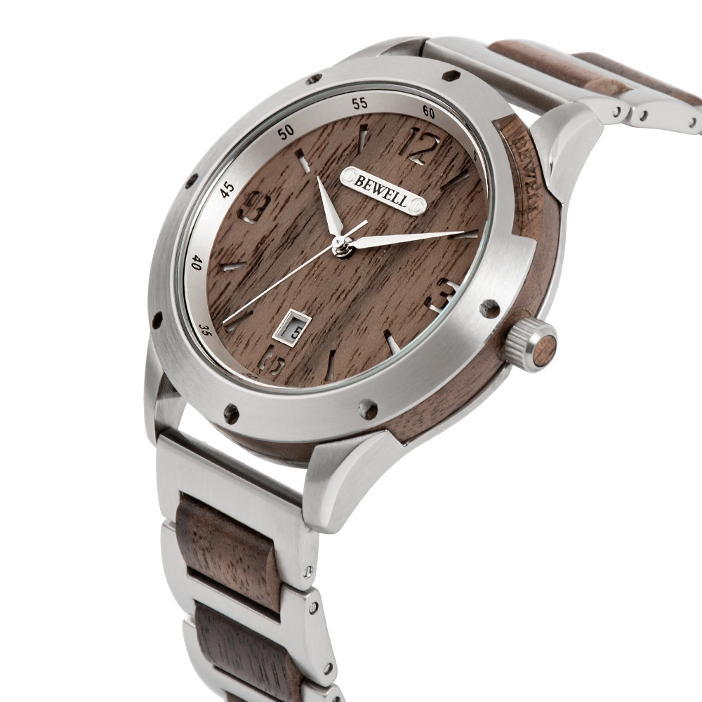 2023 New Arrival Bewell Wooden Watch Stainless Steel with Wood for Mens Wear Wristwatch Jewelry Wach Custom Watch Branding Logo