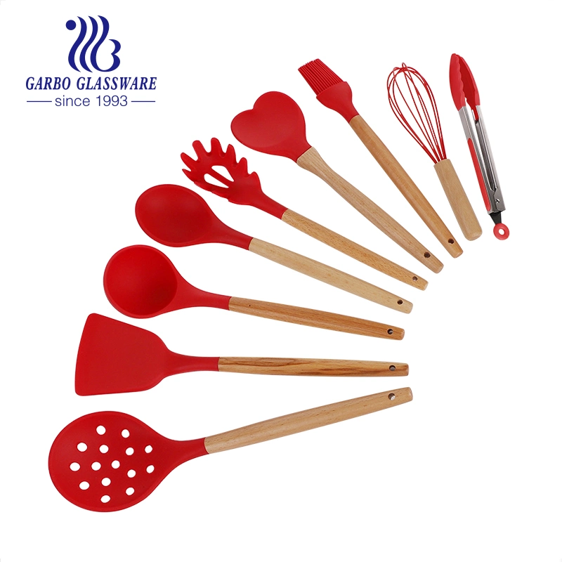 Best Gadget Kitchen Cooking Tools Camping 9PCS Silicone Kitchen Utensil Set with PC Handle