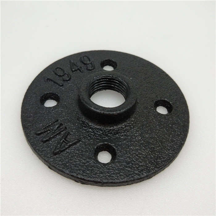 1/2 Inch Black Color Floor Flange Malleable Casting Iron Floor Flange for Home Decoration Shelf DIY Furnitures