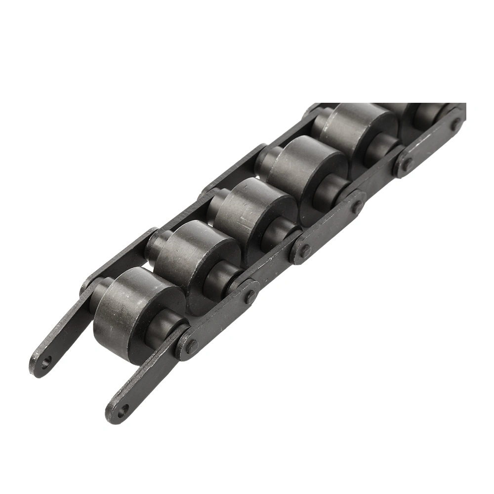 Double pitch fast high efficiency conveyor chain with accessories