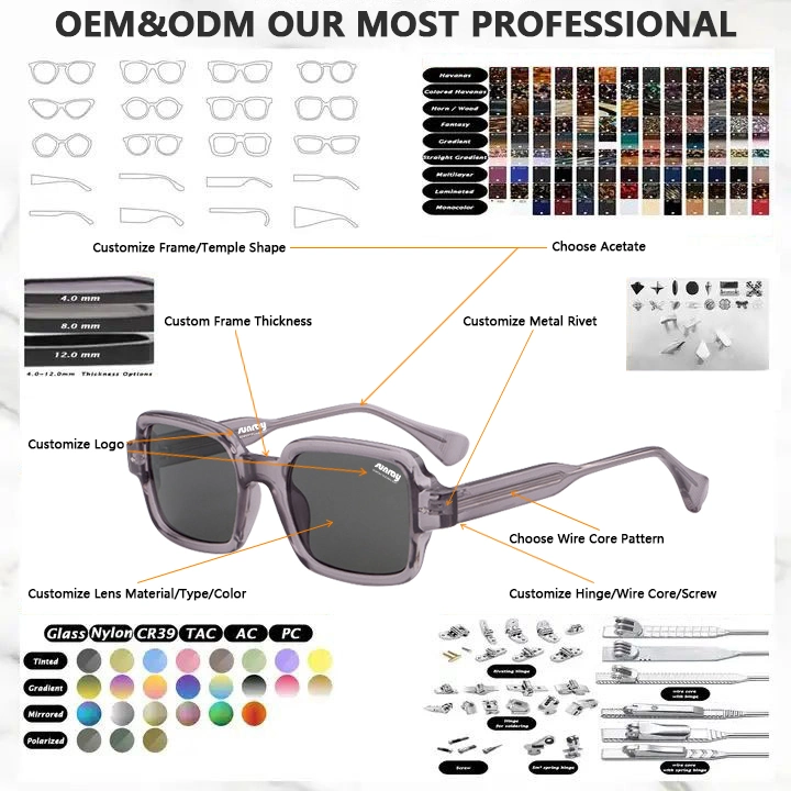 Wholesale/Supplier New Fashion Square Frame Shades Europe and The United States Retro Rivet Pin Sun Glasses Custom Design Sunglasses