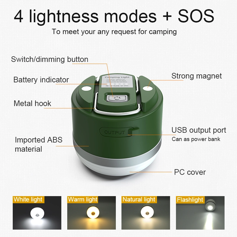 USB Rechargeable Emergency Camping Light Mini LED Portable Lantern for Tent Hiking Outdoor Adventure