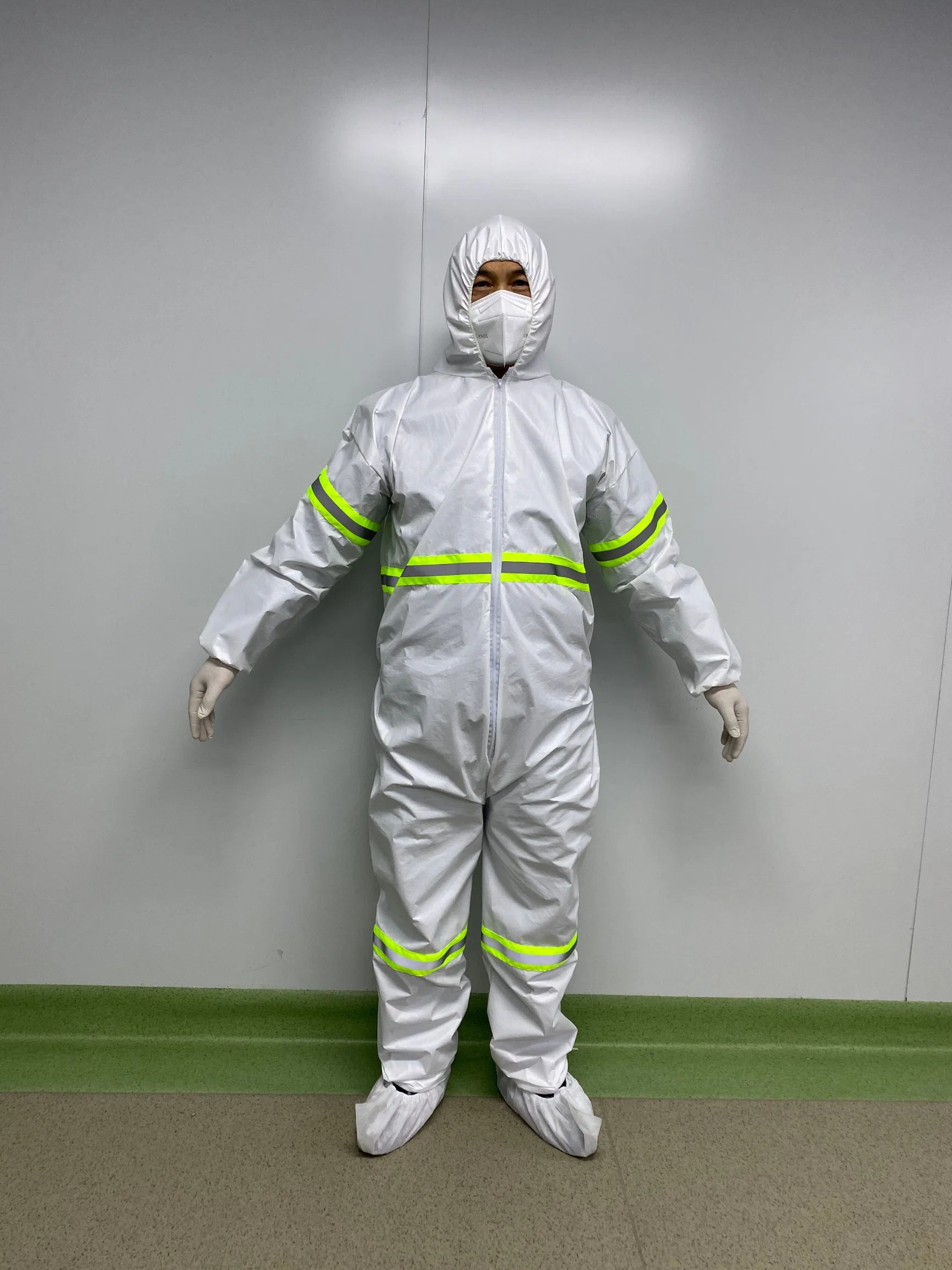 Customized New Product Disposable One-Piece Nonwoven Microporous/SMS Reflective Work Clothes