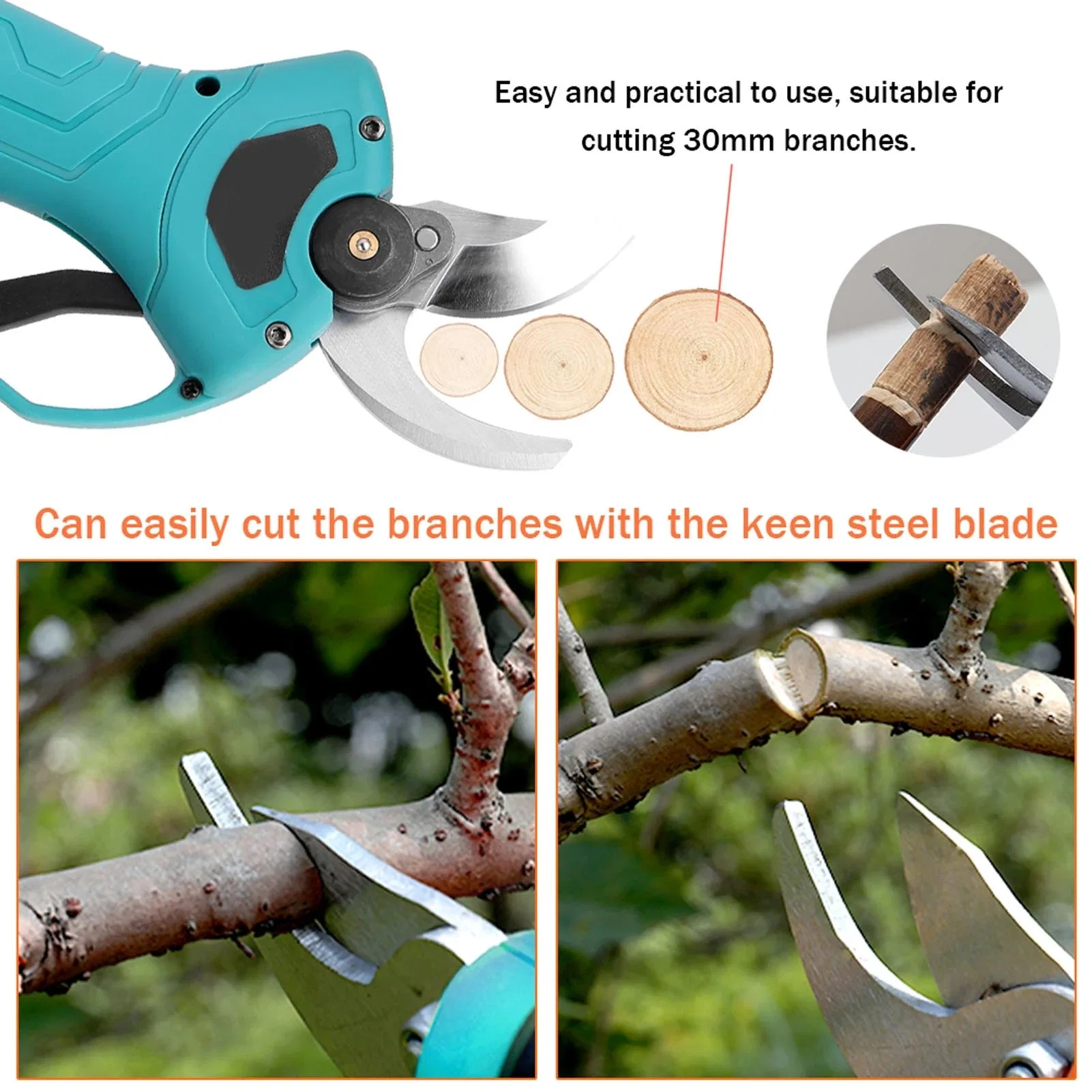 Sk5 Cordless Pruner Cutting-Blade 30mm Electric Pruning Shear Accessory Efficient Fruit Tree Bonsai Pruning Branches Garden Tool