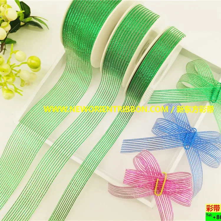 Metallic Stripe Ribbon/Custom Gifts Ribbon/Wrapping Ribbon/Packing Ribbon