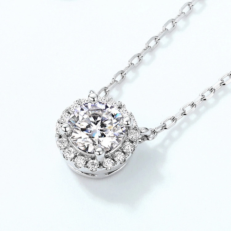 Customizable Lady Luxury Moissanite Necklace 925 Sterling Silver Necklace