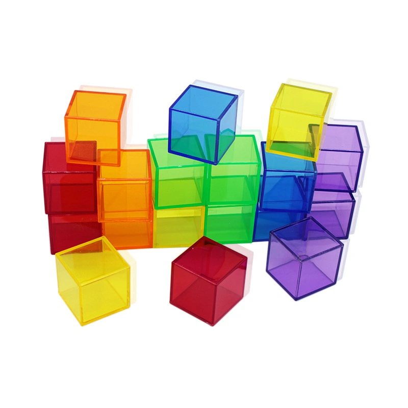 Children's Enlightenment Teaching Aids Transparent Color Square Building Blocks