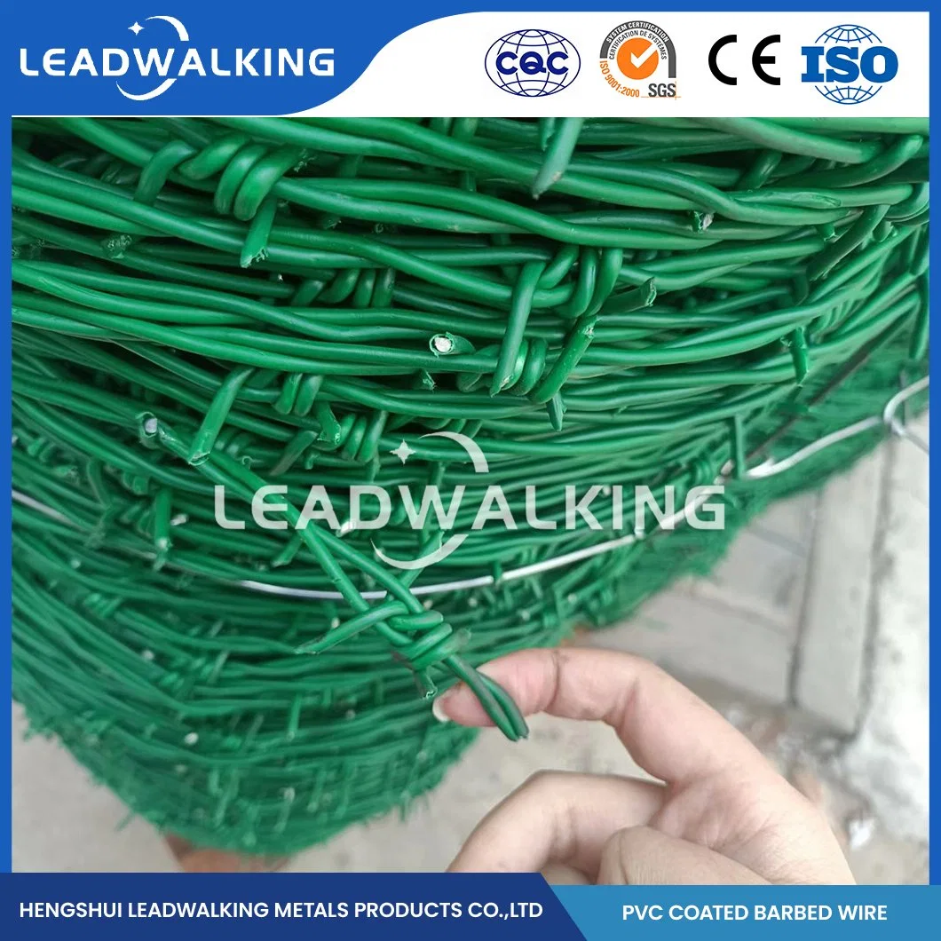 Leadwalking Alambrada recubierto de PVC fabricantes OEM Custom High-Tensile Galvanizado Alambre de Púas China 3mm revestimiento de plástico el alambre de púas