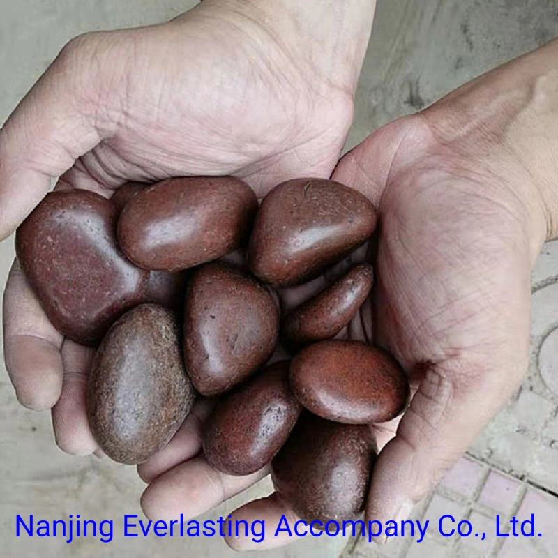 Natural Red Pebbes Polished Decorative River Stones Pavement Sandstone