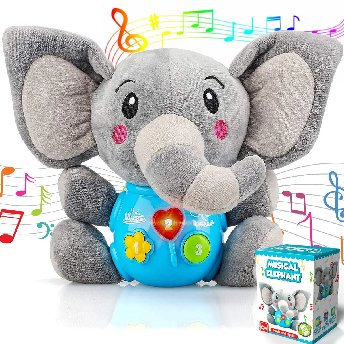 Elephant Baby Musical Toys Animal Toys Kids Baby Toys Teething Toys Little Baby Bum Anime Plush Stem Toys Montessori Toys for Baby Stuffed and Plush