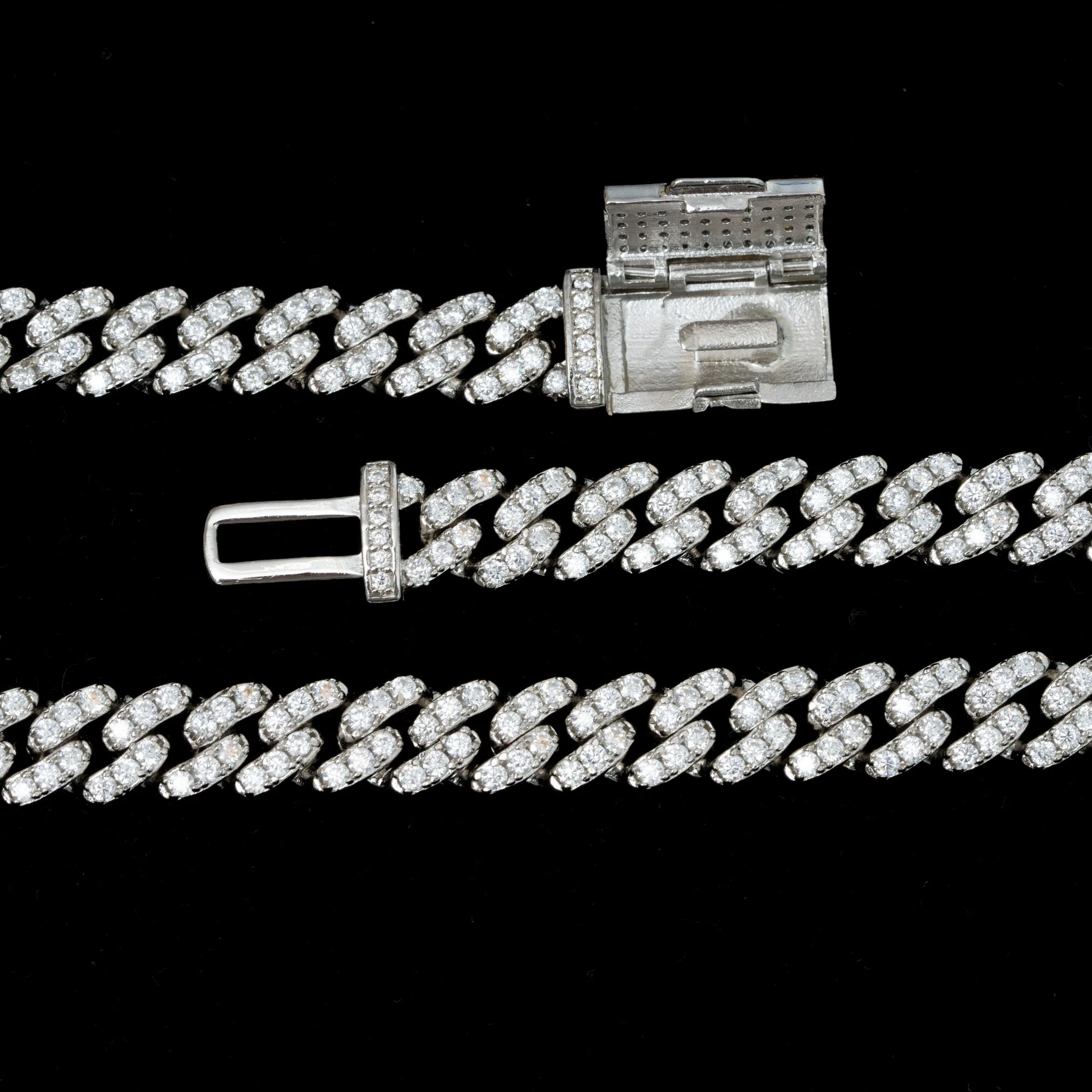 Helado de 10mm a pasar la prueba de Diamantes 925 Silver Moissanite Cuban Link