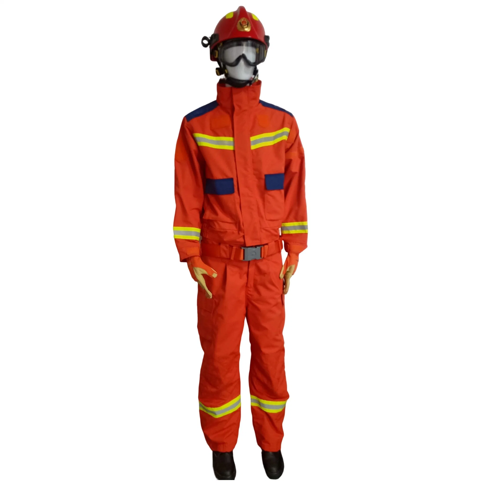 Five-Piece Set of Orange Flame-Retardant and High-Temperature Resistant Protective Clothing