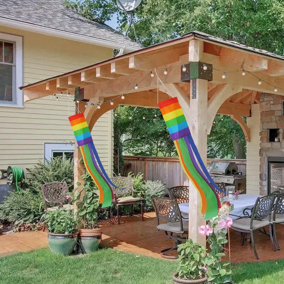 Waterproof Wind Direction Measurement Backyard Garden Hanging Decor Windsock Rainbow Pride Flag