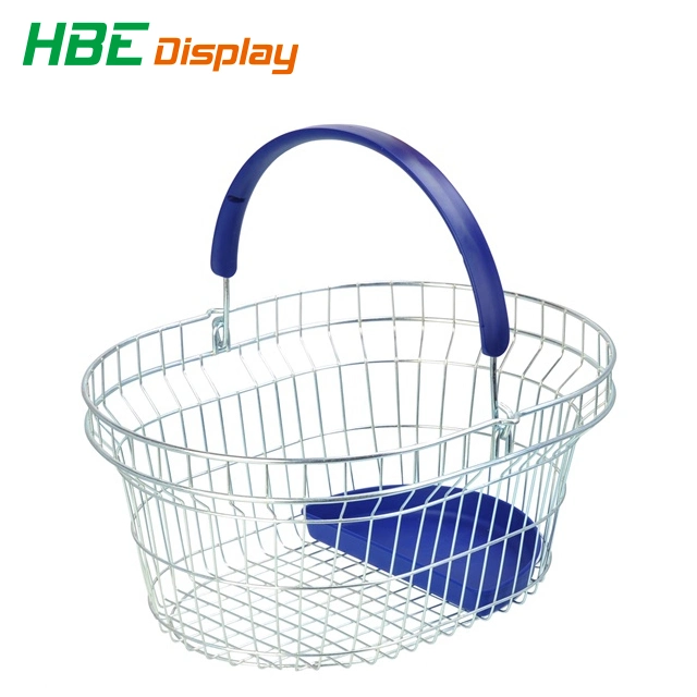 Single Handle Wire Shopping Basket with Plastic Tray