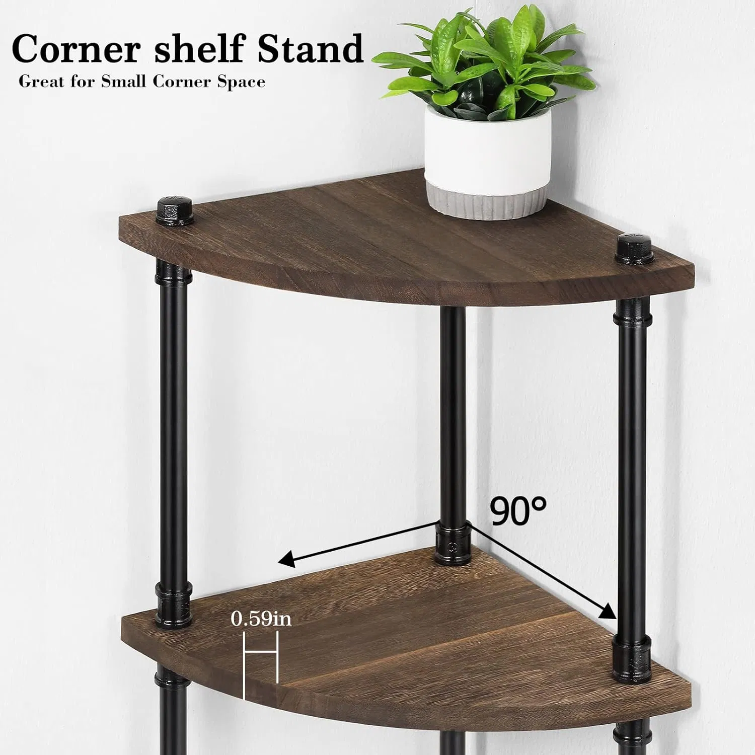 Industrial Shelves 4-Tier Pipe Corner Shelves for Living Room Bedroom Bathroom Kitchen