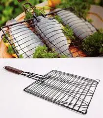 BBQ Barbecue Smoker Accessories Stainless Steel Black Grilled Fish Basket Net Clip