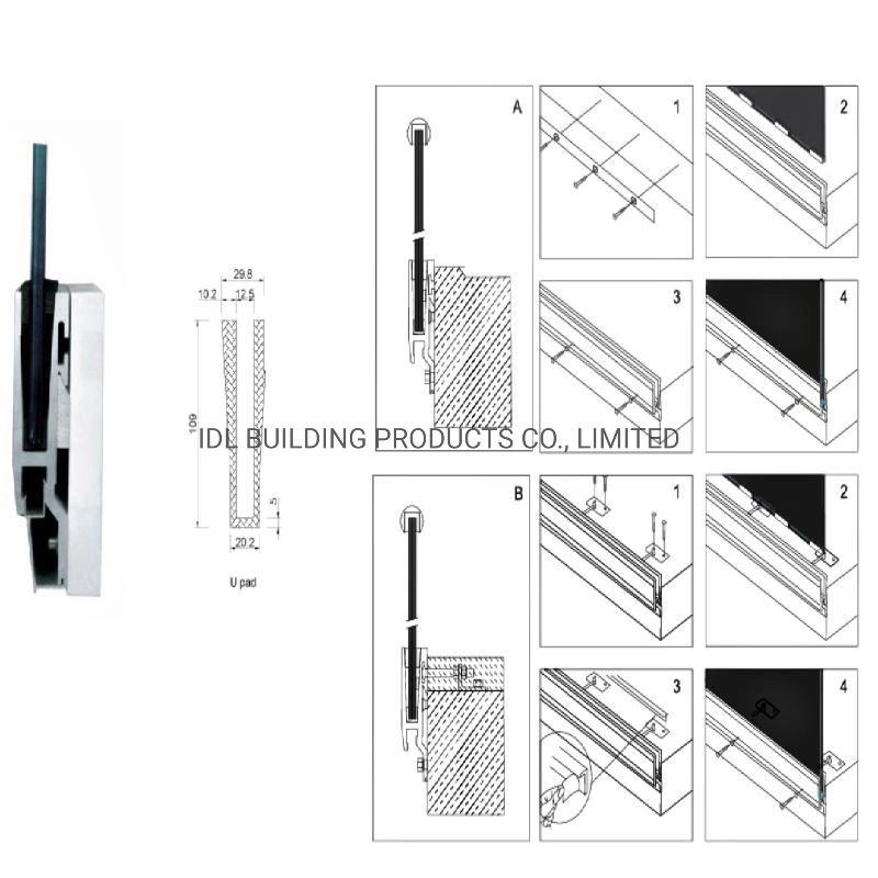 Blacony Side Mounted U Channel Base Railing Glass Handrails Exterior Aluminum Balustrade