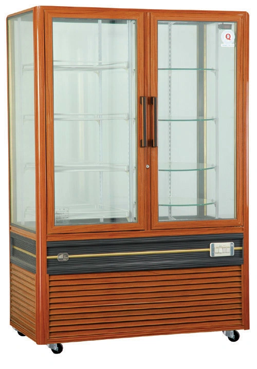 Porte vitrée à quatre côtés vitrine commerciale cuisine réfrigérateur pour gâteaux