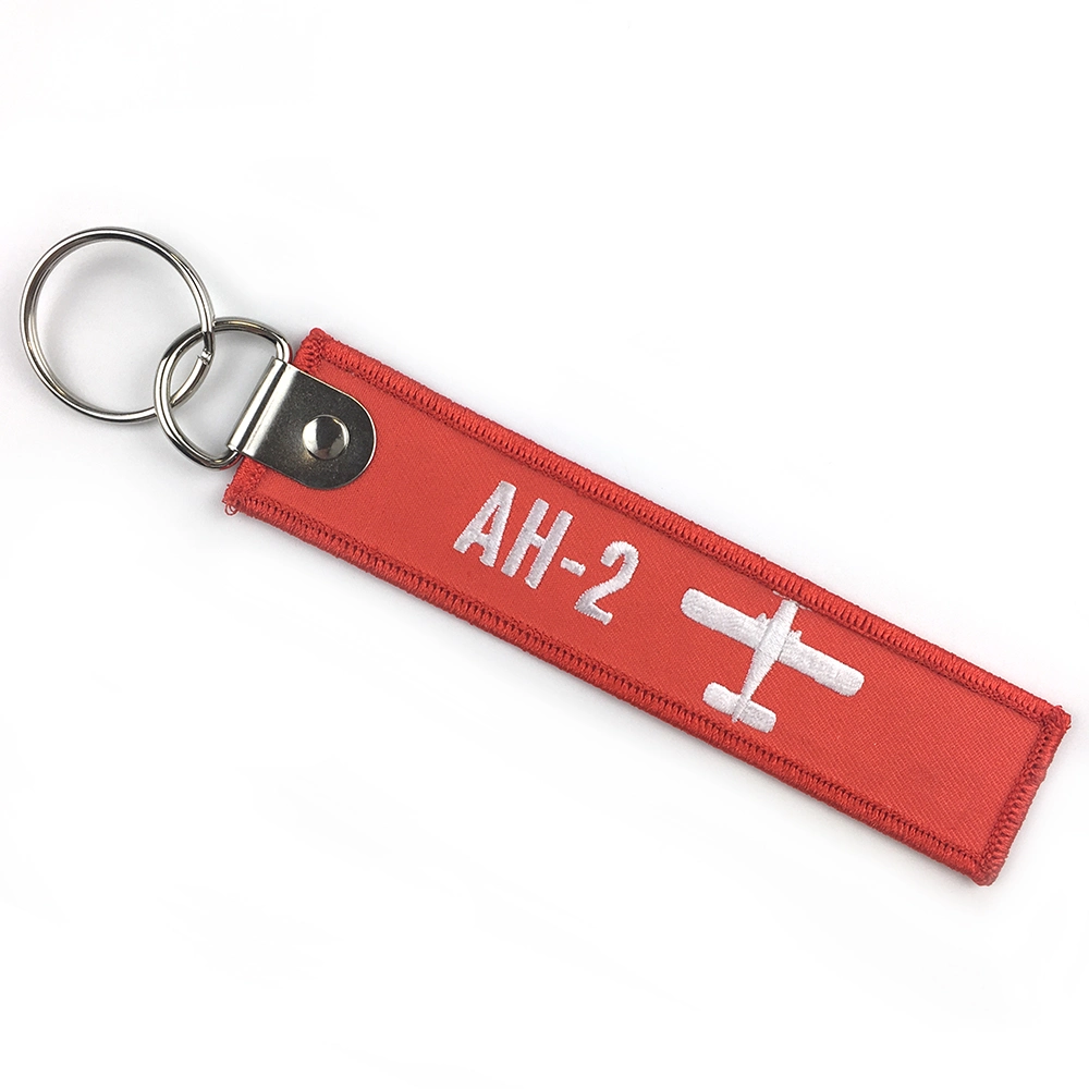 Wholesale Custom Embroidery Military Flight Tag Travel Souvenir Gift Woven Airplane Key Chain