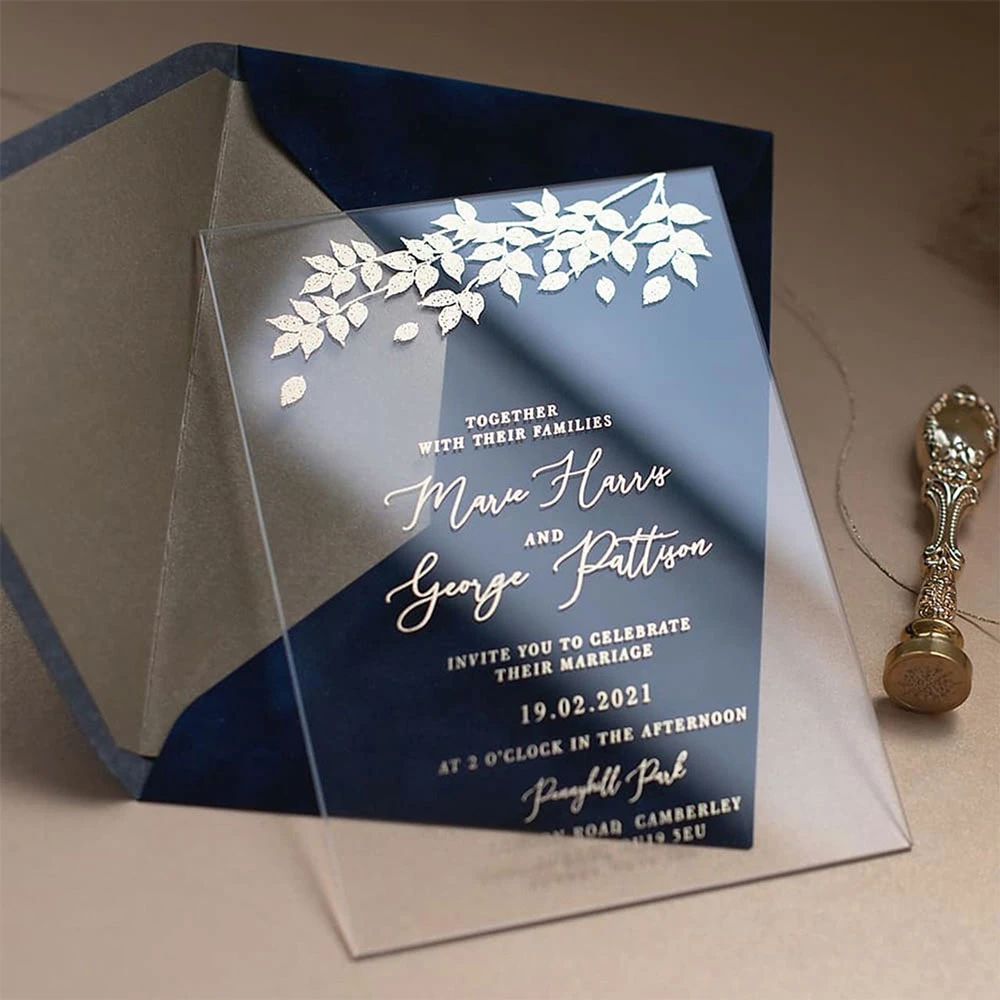 Chinese Factory Professional Acrylic Sheet Custom Acrylic PVC Transparent Thank You Greeting Wedding Invitation Card