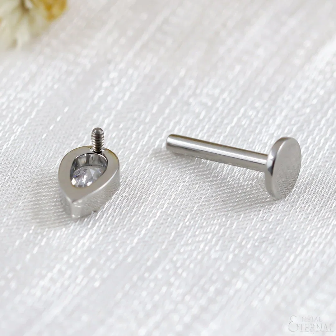 Metal eterno Teardrop en forma interna hilo Labret tachuelas Piercing Joyería