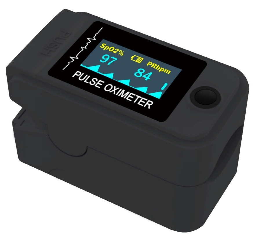 شاشة OLED التي تعمل بالإصبع على مقياس التأكسج قياس التأكسج جهاز مراقبة الأكسجين في الدم الكهربائي مقياس التأكسج بطرف الإصبع
