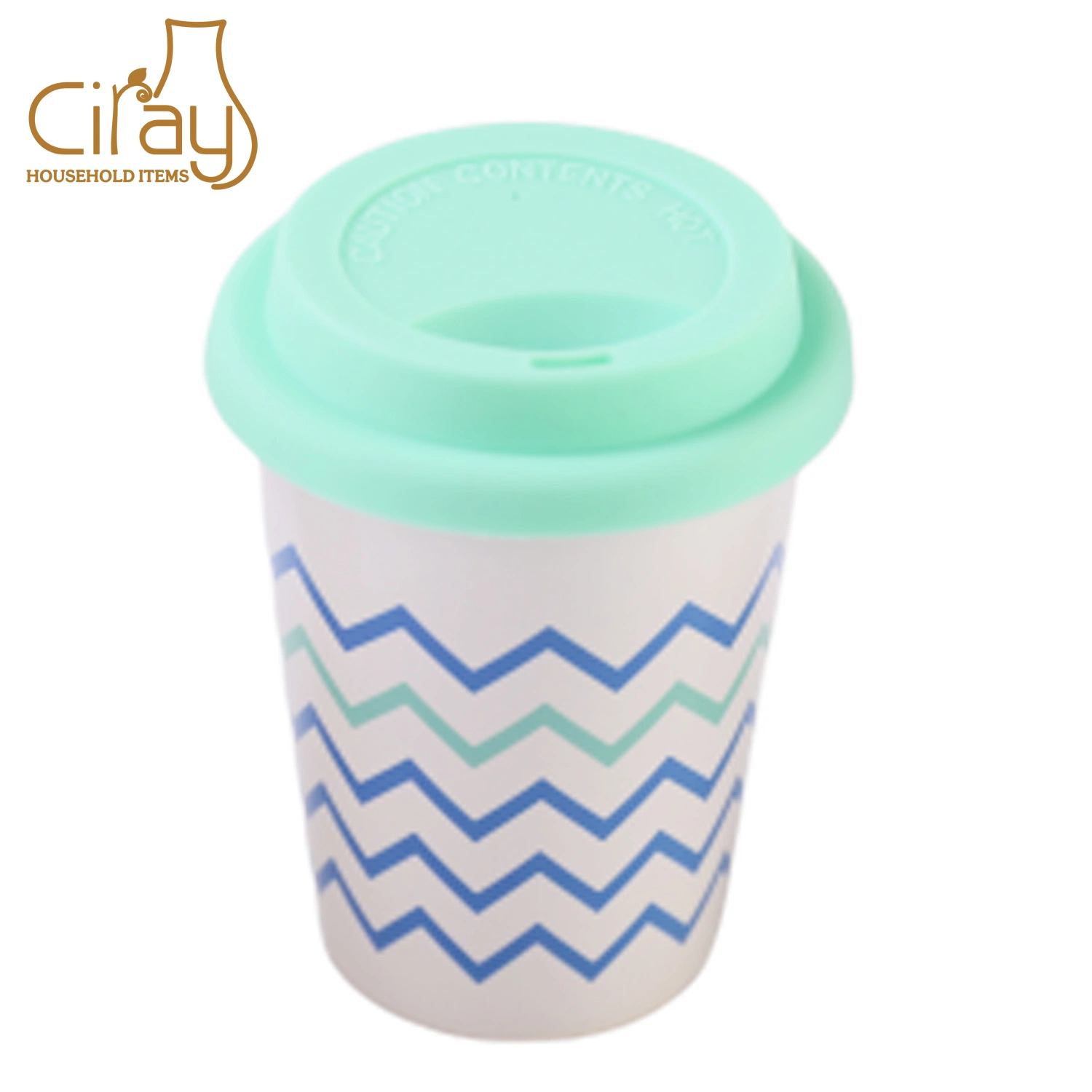 Small Ceramic Porcelain Coffee Travel Mug with Silicone Lid