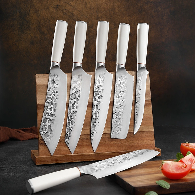 6pzas cuchillos de cocina con mango ABS 4Cr13 Steel deshuesado Nakiri Chef cuchillo Santoku Kiritsuke