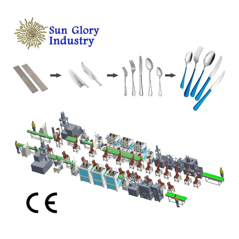 Cubertería máquina laminadora cuchara y tenedor de maquinaria de fabricación de cubiertos de metal que hace la máquina Línea de Producción Planta de fabricación