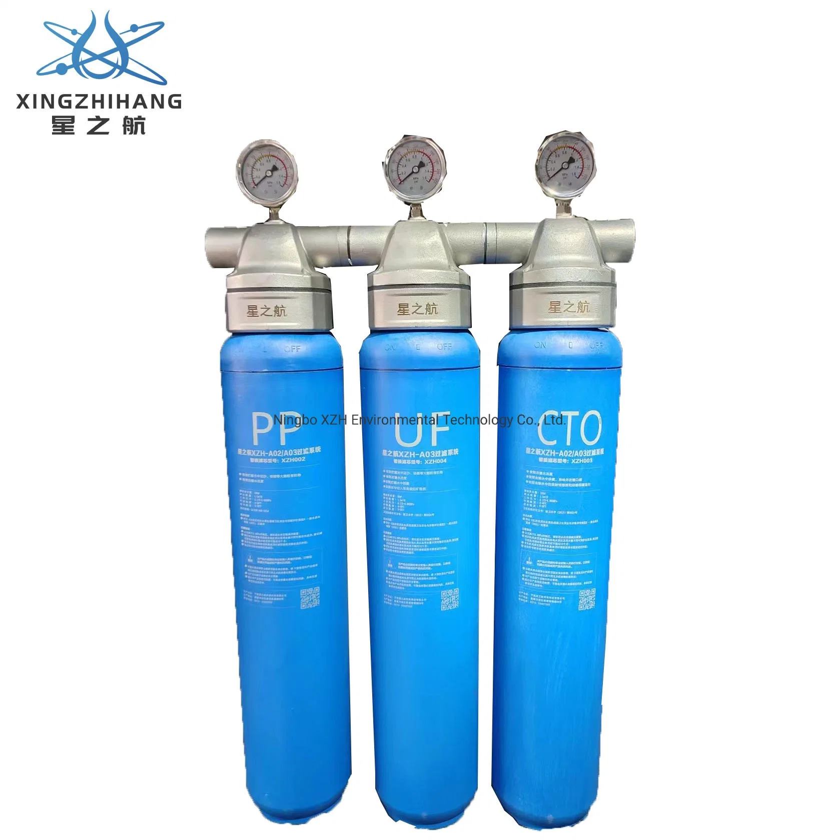 3 Stages Water Filter Hosuing with Metal Stand with Pressure Guage Waiter Purifier