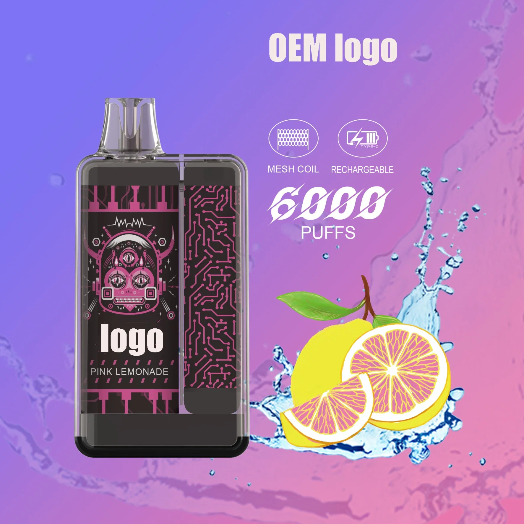 Isqueiro e quente OEM logo cassete Pen 6000puffs descartáveis cigarro eletrônico Bar de puff