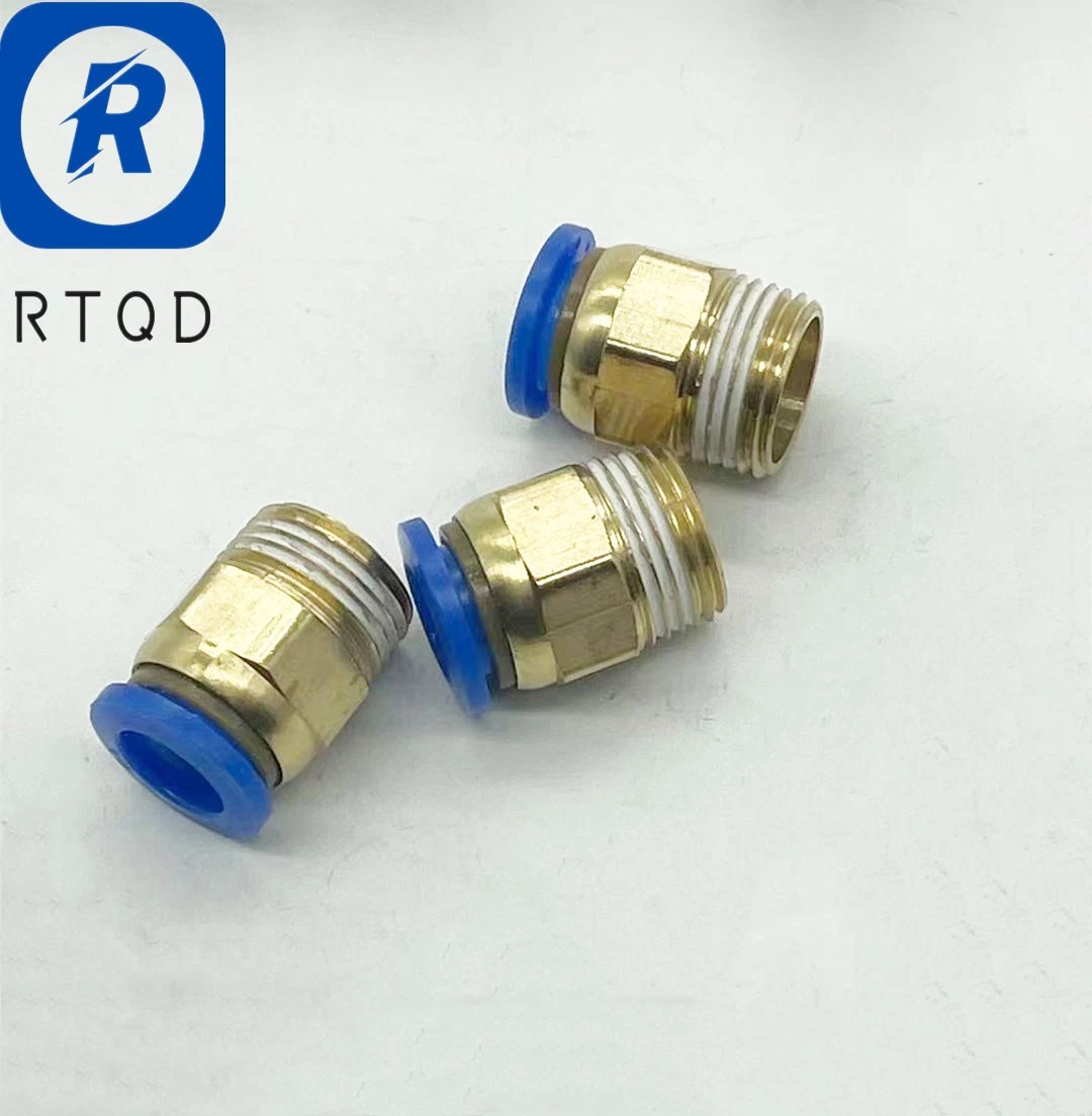 Mayorista de neumáticos accesorios un toque azul recto tapa de plástico del conector de la manguera de aire Cuerpo de latón con un alto rendimiento PC10-04