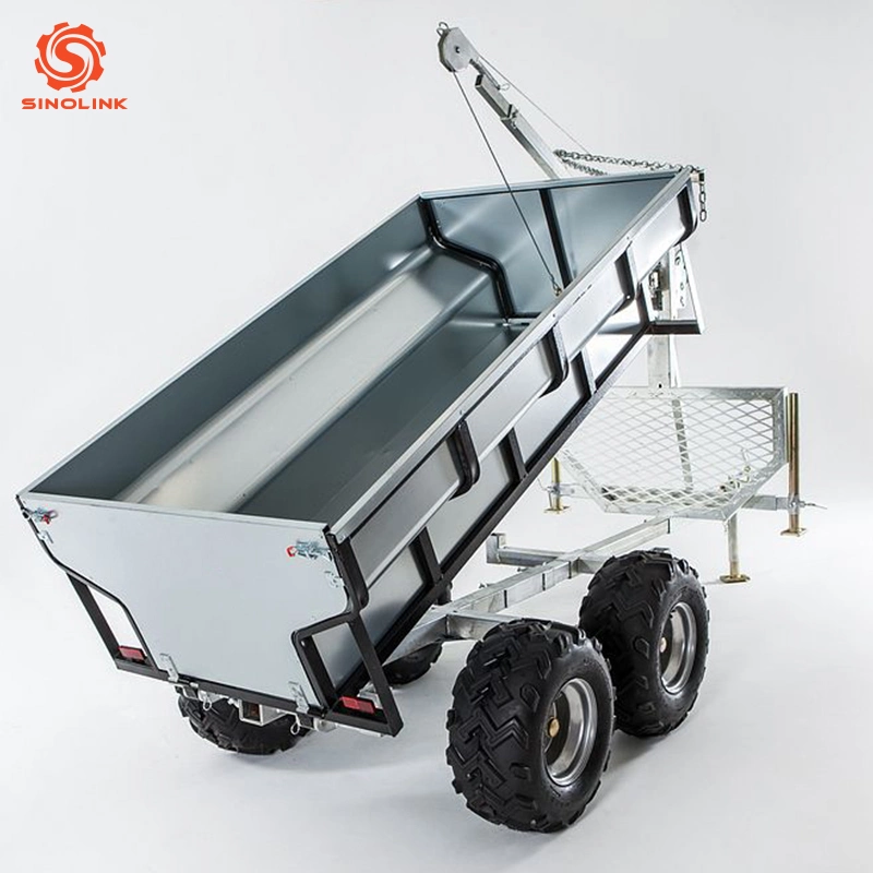 Galvanized Strong Box Farm ATV Trailer 1000kgs Loading Capacity