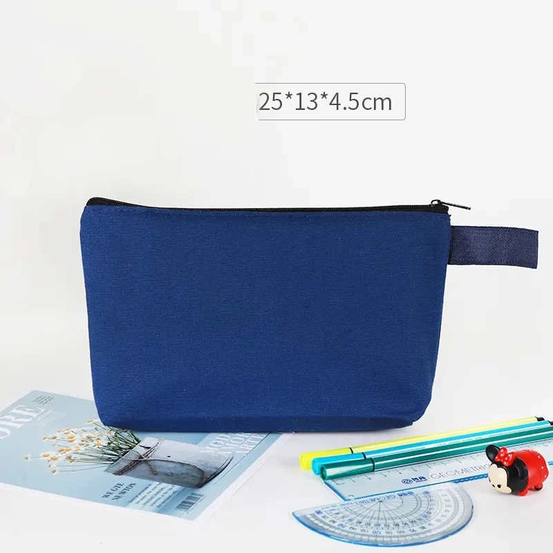 Wholesale/Supplier Mix Color Cotton Canvas Cosmetic Makeup Bag Blank Dust Wash Pouch Canvas Make up Bag Cosmetic Pouch