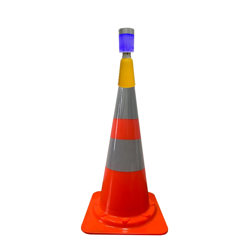 Double-Flash Red Blue Solar Traffic Cone Light