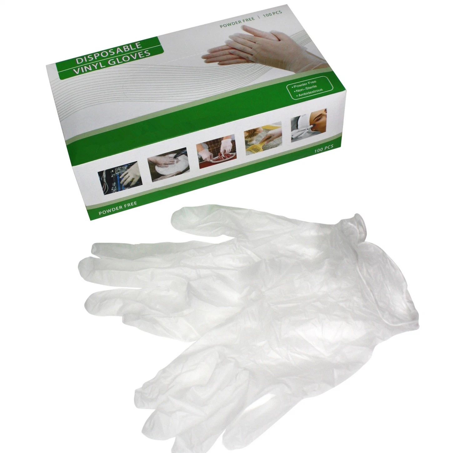 Suministros médicos medmount guantes desechables estériles / no estériles, transparentes y sin polvo / látex en polvo y vinilo