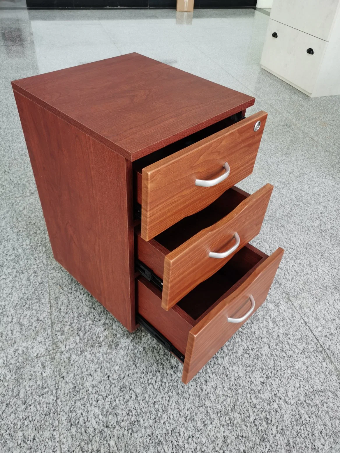 Modern Storage Brown Color MDF with Solid Wooden Drawer Cabinet Office Wood File Cabinet