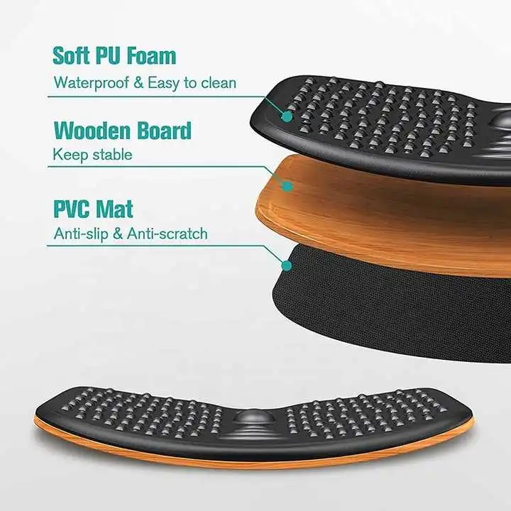 Summer Theme Water Ripple Balance Board PU Anti-Fatigue Surface & Wooden Board