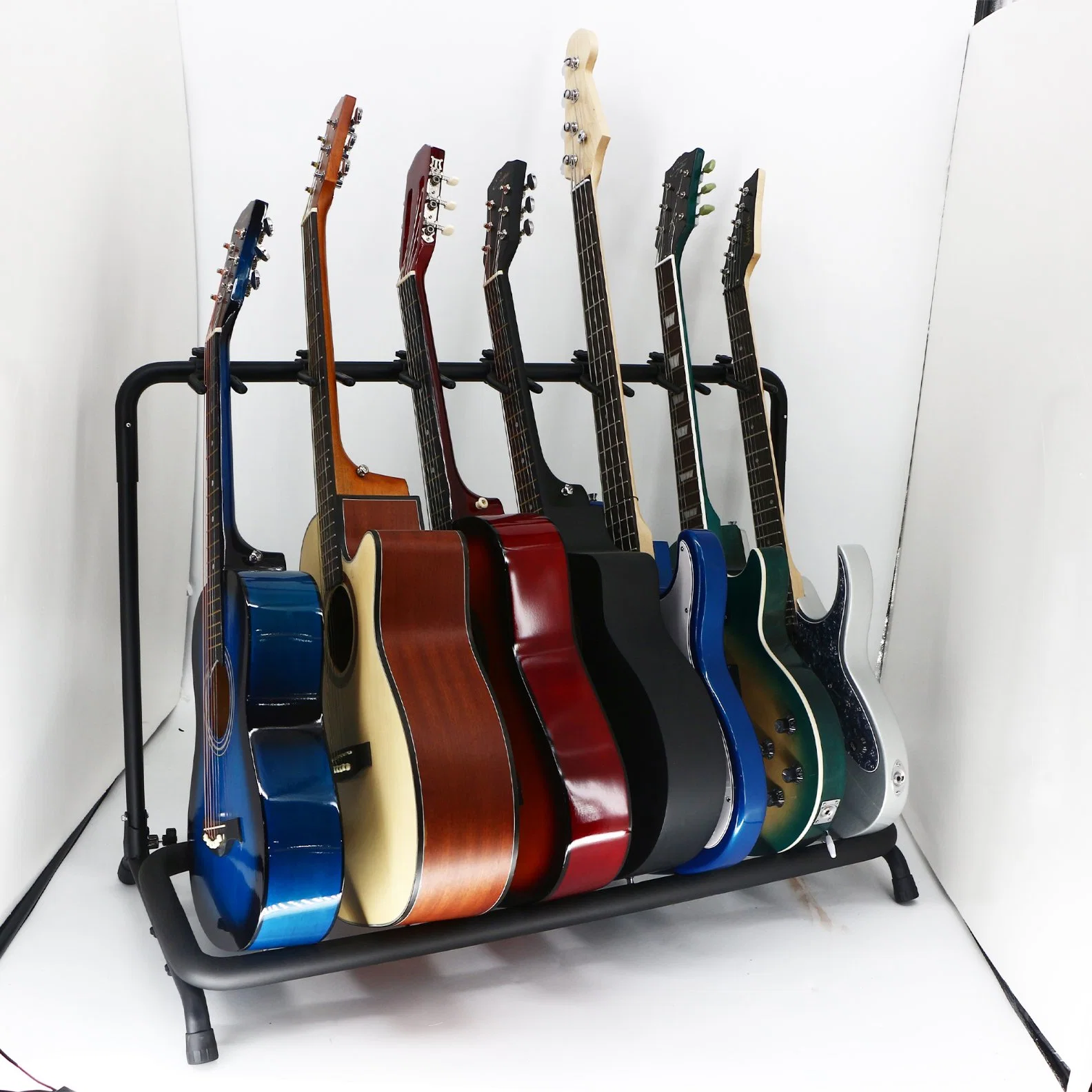 Musical Accessories Acoustic Guitar Rack Stand Folding Bass Guitar Stand Multi-Function Metal 7PCS Electric Guitar Display Stand