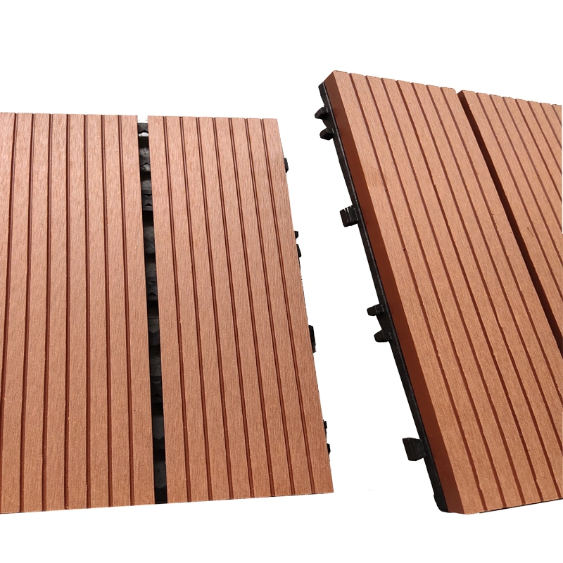 300 * 300 mm Instalação rápida baixa Manutenção à prova de água Anti-Fade plástico de madeira Ladrilhos compósitos WPC Interlocking Patio Deck