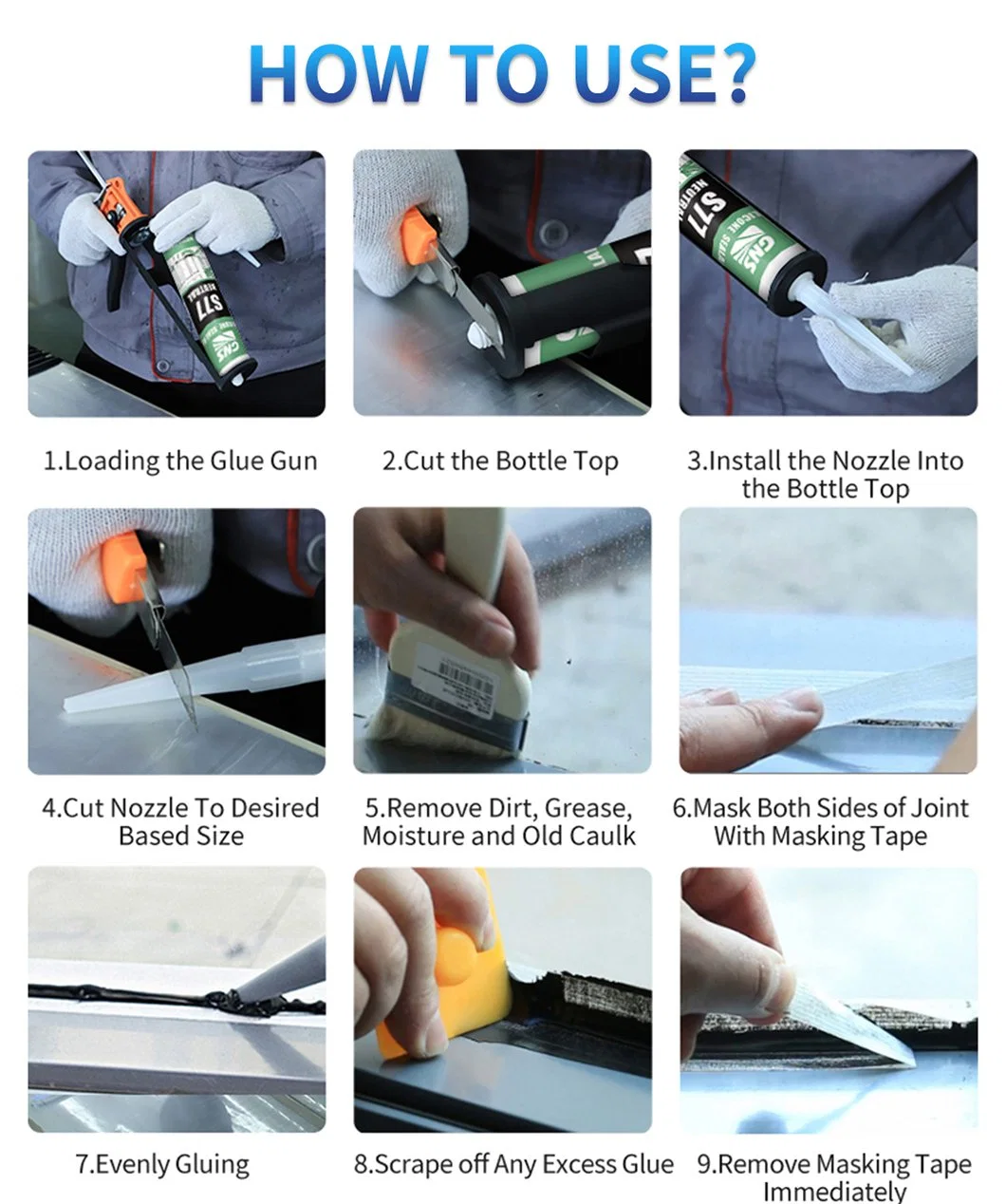 One Part Easy Use Weatherproof Neutral Silicone Sealant Adhesive for UPVC, Metal