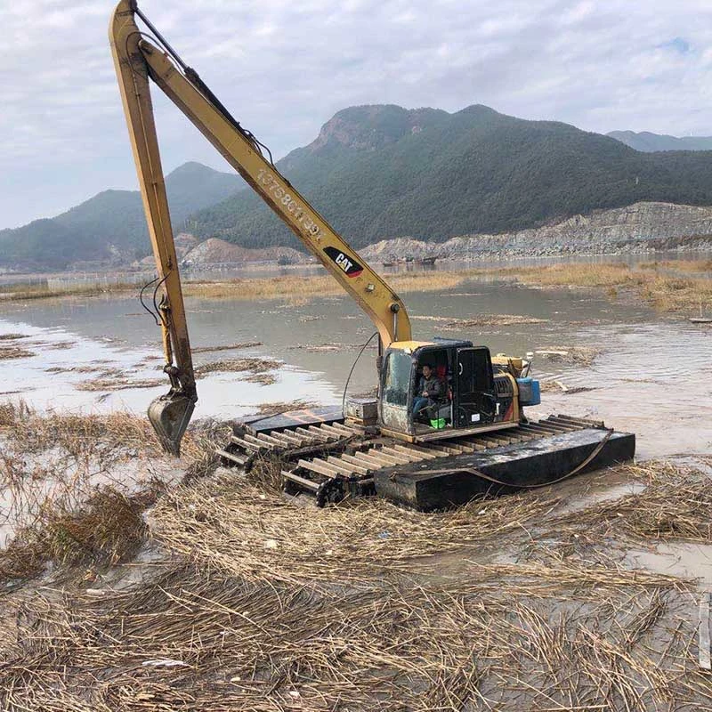 Hydraulic Crawler Attachment Dredger Floating Pontoon Lake Swamp Buggy Amphibious Excavator Pontoon