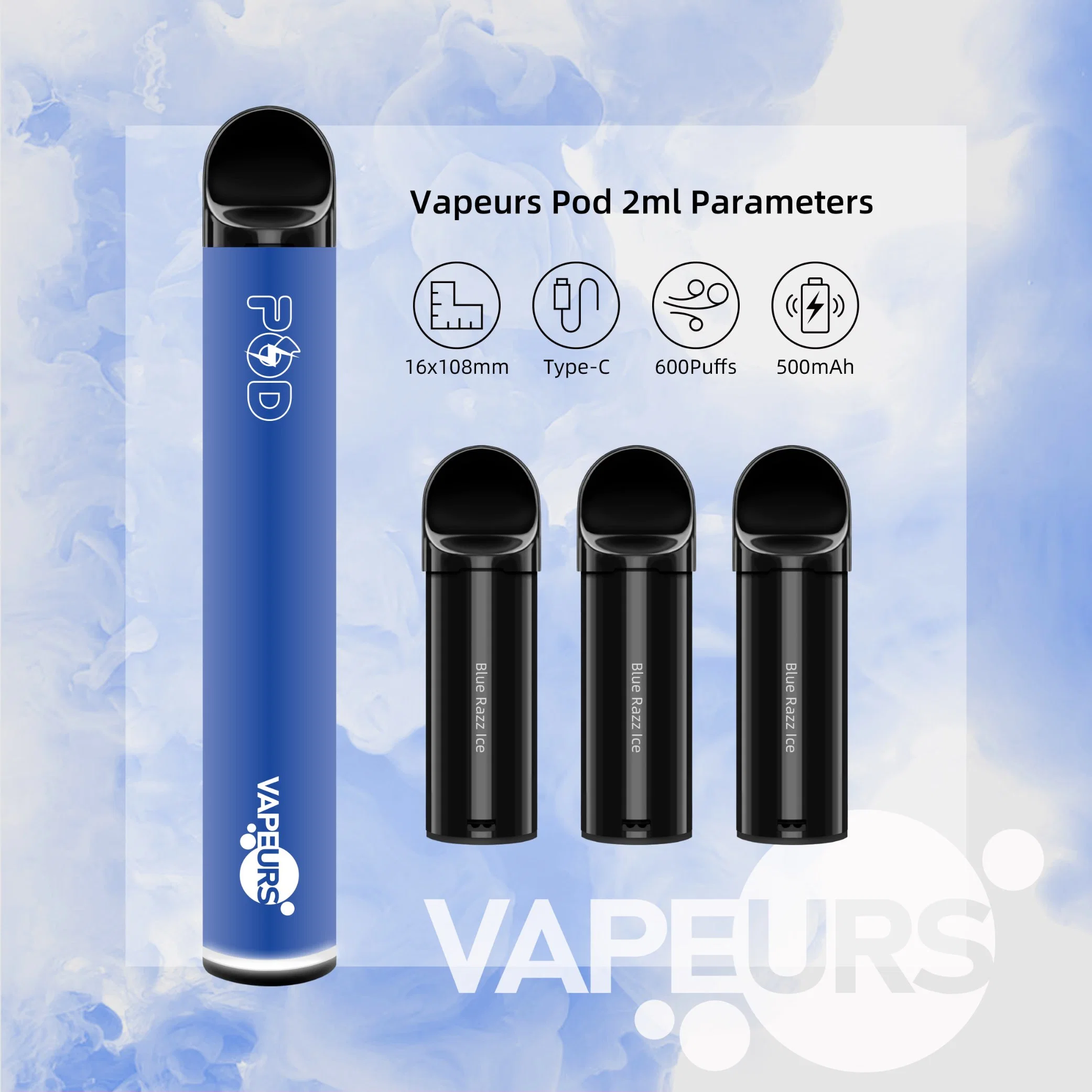 Shenzhen Boxiang Vapeurs Vape Pen Pod Einweg 2ml Pod ecig 600 Puffs