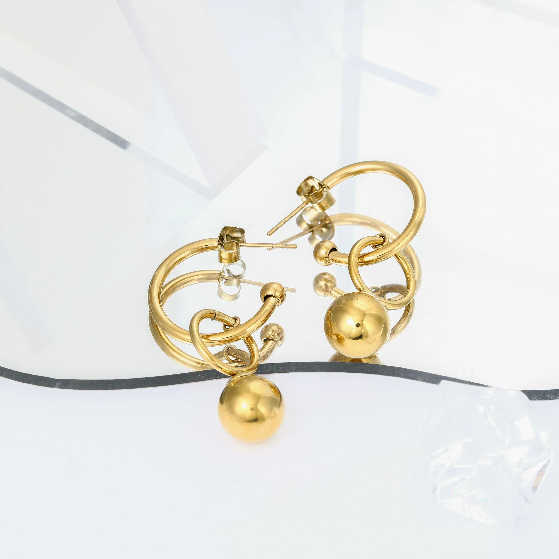 Wholesale/Supplier Metal Ball Earrings Gold Plated Hot Sale High quality/High cost performance Hoop Earrings