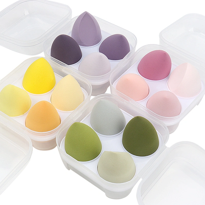 Wholesale 4PCS/Box Colorful Foam Makeup Sponge Face Cosmetics Puff Powder Soft Cosmetic Sponge